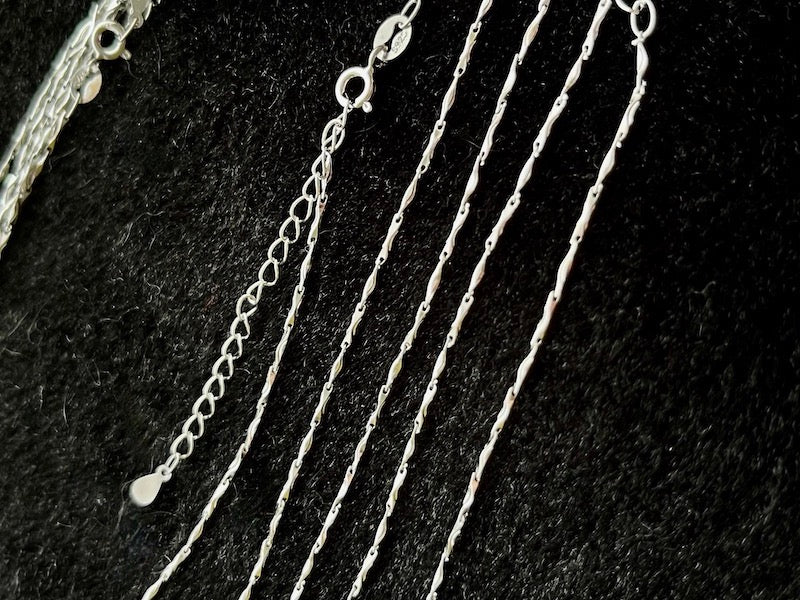 Bamboo link Sterling Silver chains, 1mm thickness,  18"