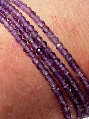 Bracelet, Faceted delicate Amethyst beads, with magnetic clasp, 4 laps