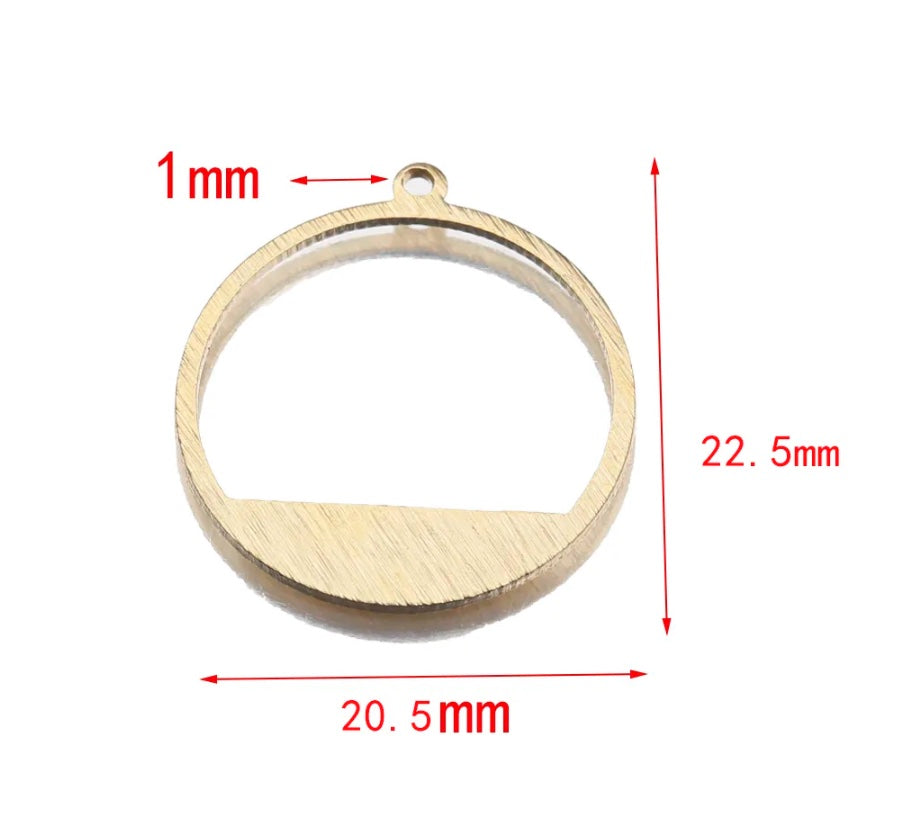 Brass Hollow circle with slice, Blanks for Powder Coating or Jewelry making