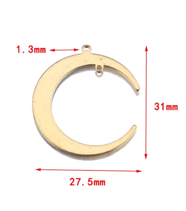 Brass Component Large Crescent Moon Blanks for Powder Coating or Jewelry making