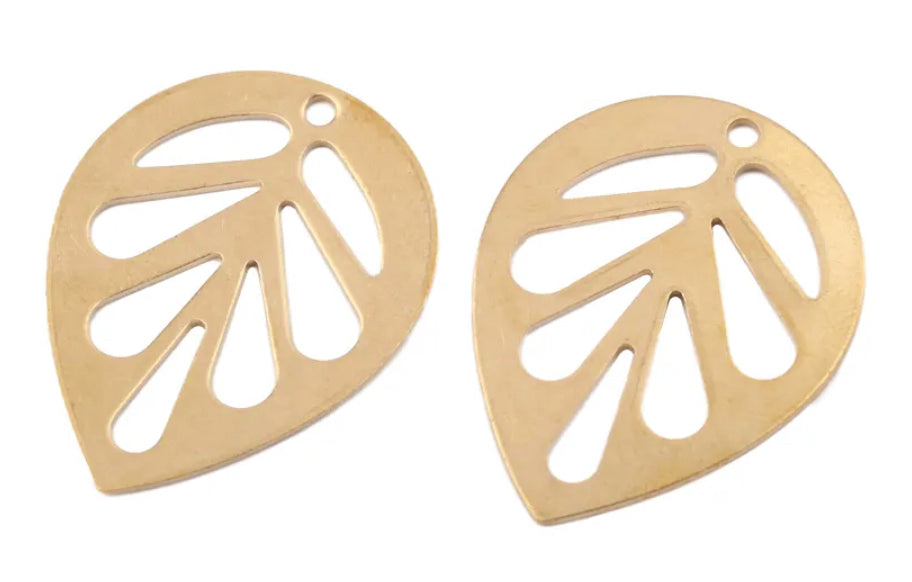 Brass Blank Open Leaf for Powder Coating or Jewelry making, 2 pack