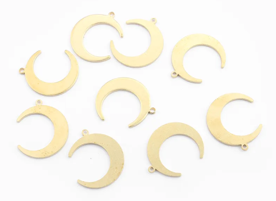 Brass Crescent Moon Blanks for Powder Coating or Jewelry making