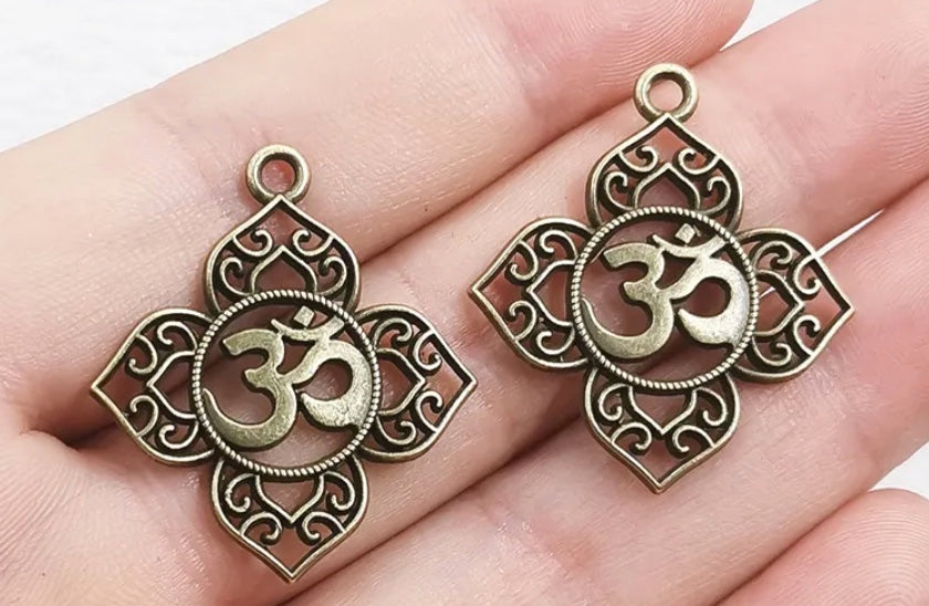 Bronze Blanks Ohm symbol for Powder Coating or Jewelry making, 2 pack