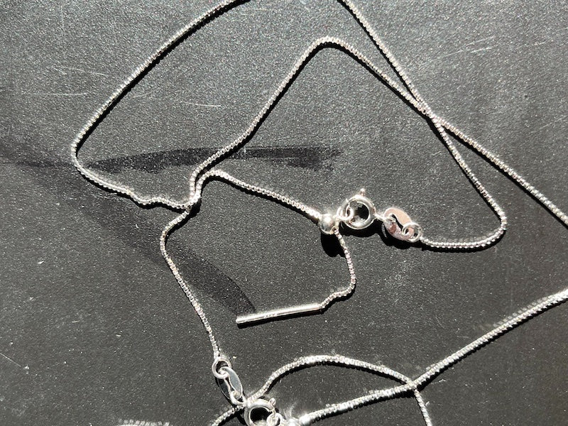 Sterling silver box chain, adjustable size with needle for adding small stones, pendants and beads