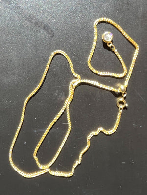 Gold Filled Sterling Silver chain, adjustable size with crystal weight