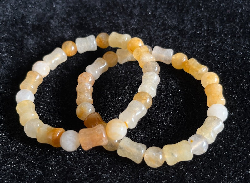 Yellow Chalcedony bracelet with bamboo and round style beads.