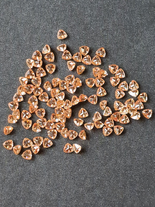 Cubic Zirconia Champage Trillion 3mm & 5mm (5pc)