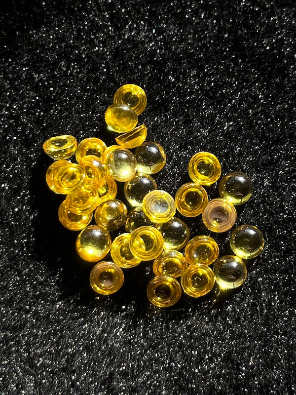 Cubic Zirconia Golden Yellow Round Cabochons, dome with flat back - Various Sizes (5pc)