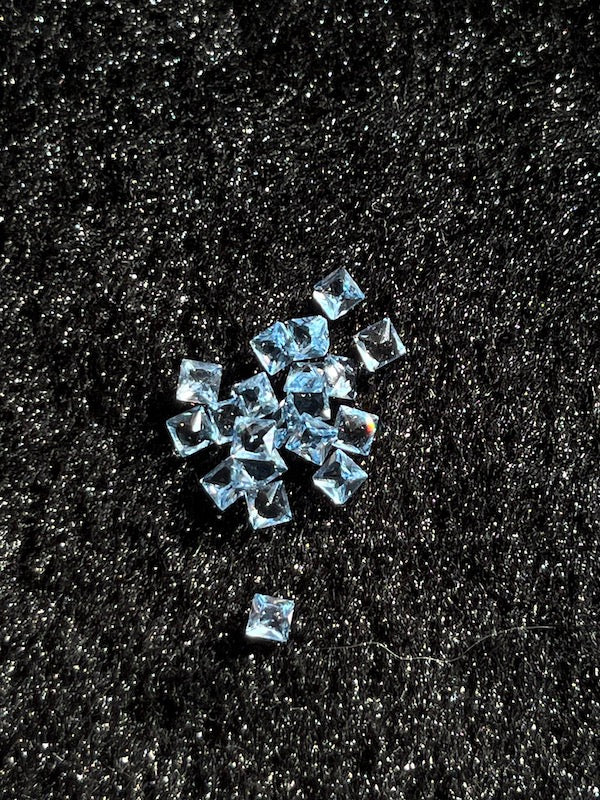 Spinel Light Blue Lab Created Square, 3mm (5pc)