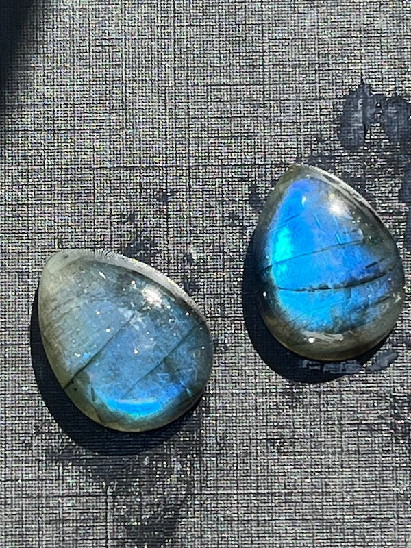 Labradorite Cabochons - Teardrops- matched pairs