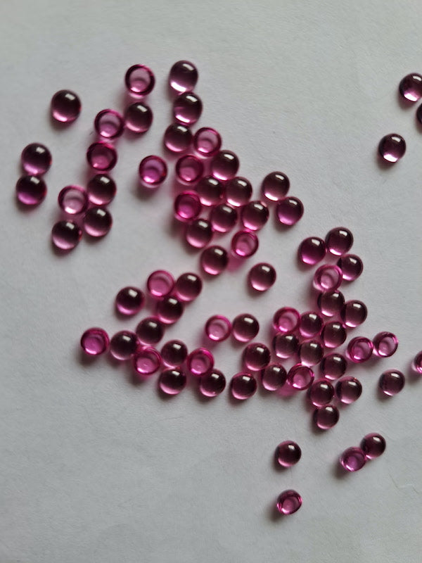 Lab Corundum  Pink Round Cabochons, dome with flat back - Various Sizes (5pc)