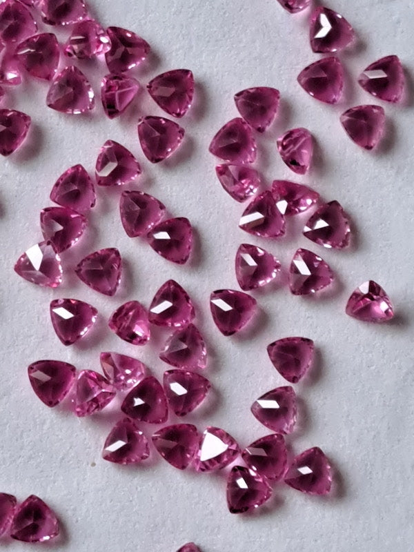 Lab Corundum  Pink Round Cabochons, dome with flat back - Various Sizes (5pc)