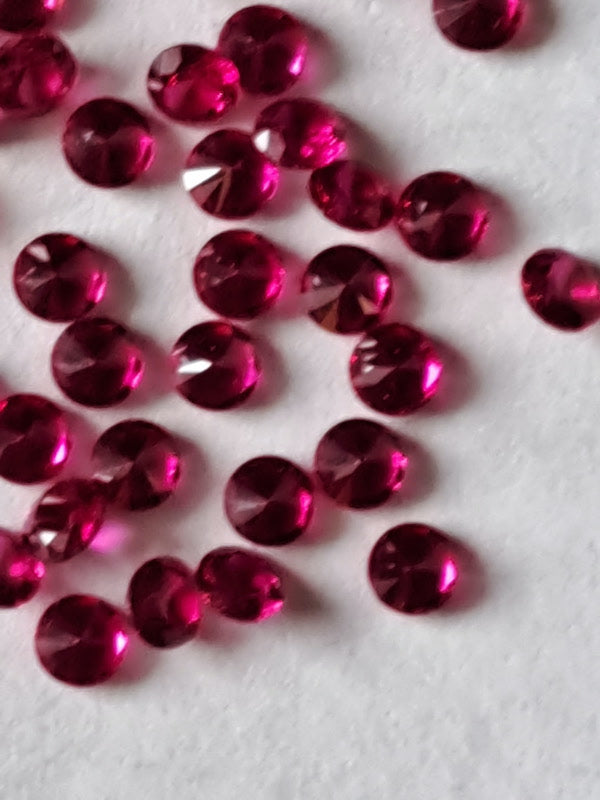 Lab Ruby Round faceted stones 3mm 5pack