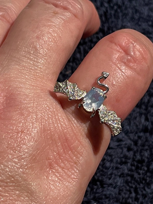 lavender amethyst sterling silver bat ring