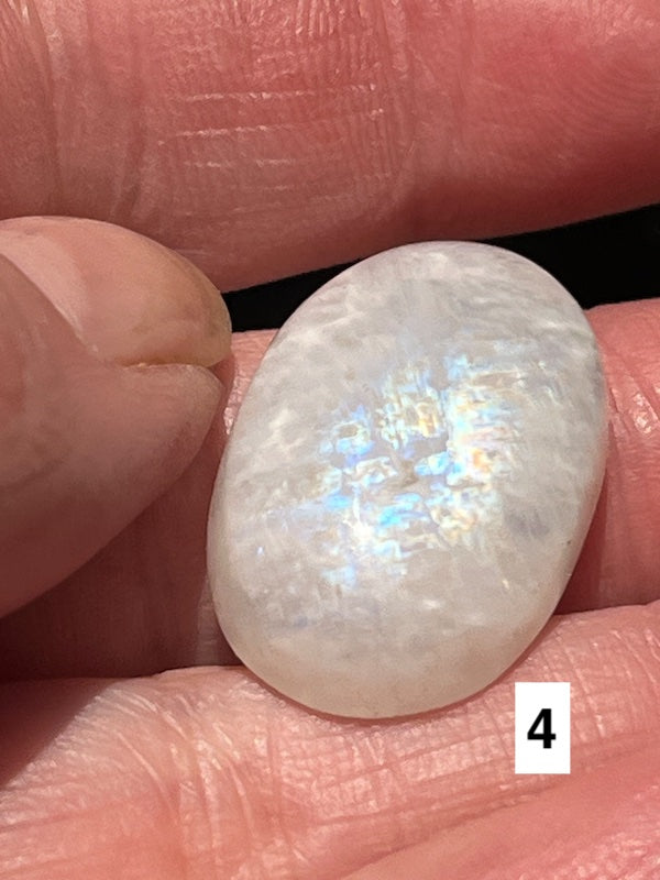 Moonstone, cabochons white with blue flash