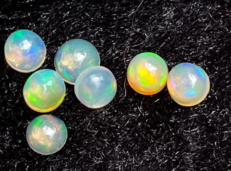 Opal round, Blue and yellow flash Cabochons 4, 5 & 6mm stones. Price is for 1