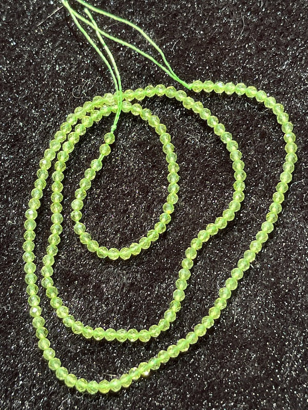 Peridot faceted beads for DIY Projects, 2 to 2.5 mm round beads. Over 170 beads.