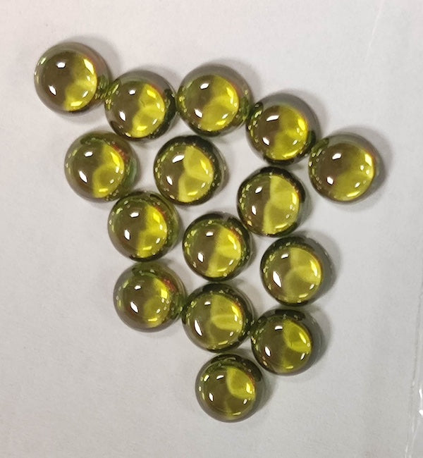 Cubic Zirconia Peridot Green Round Cabochons, dome with flat back