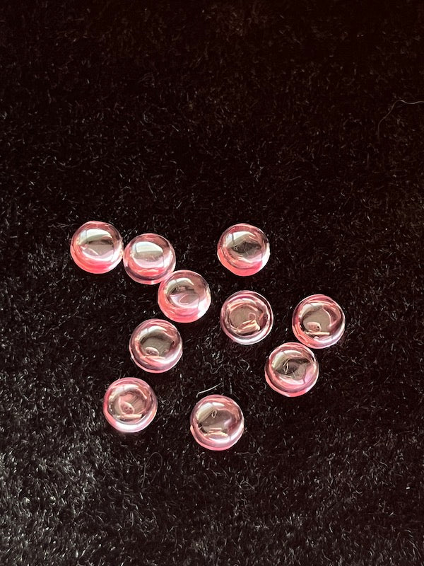 Cubic Zirconia Pink Round Cabochons, dome with flat back - Various Sizes (5pc)
