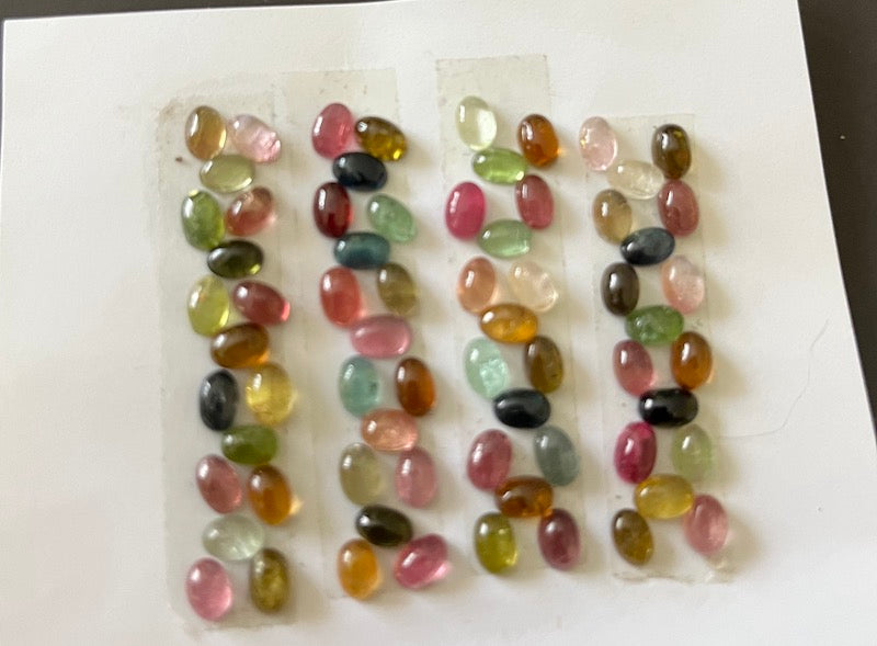 Tourmaline cabochon stones, various colours, 4x6 mm. Price is for one