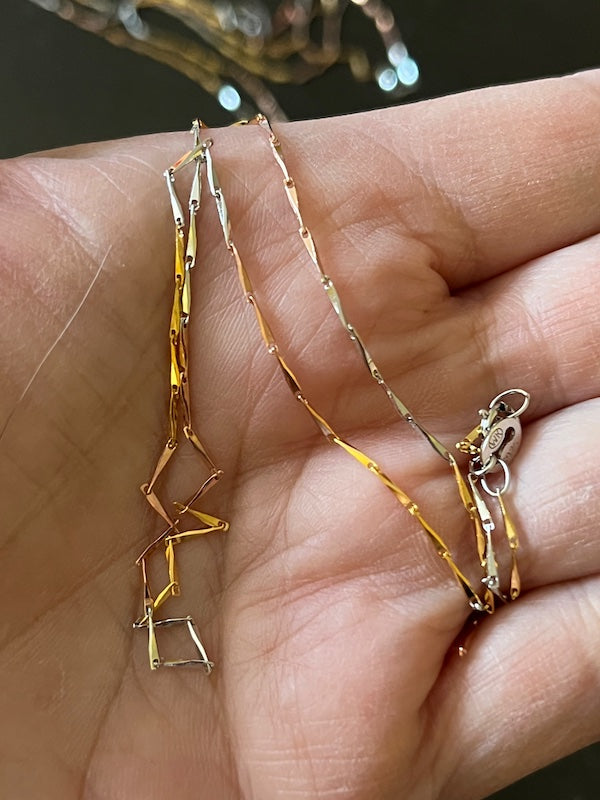 Bamboo link Sterling Silver chains, 1mm thickness,  18"