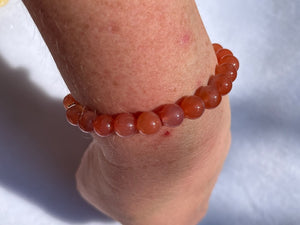 Bracelet YanYuan Agate in brilliant pink orange, 8mm perfect beads