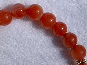 Bracelet YanYuan Agate in brilliant pink orange, 8mm perfect beads