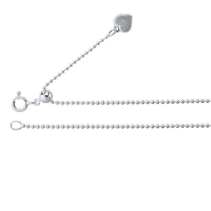 Sterling Silver Bead Chain 1.2mm Adjustable 24"