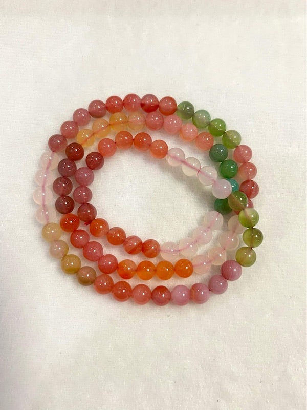 Bracelet or Necklace of YanYuan Agate in a variety candy colours, 7mm, 88 beads