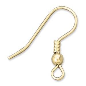 Wire Ear Hook Gold Plated Steel 25mm (12 pairs)