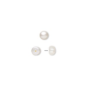 Cultured Freshwater Pearl White Button  4.5-5mm (2pc)