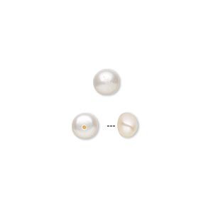 Cultured Freshwater Pearl Peach 1/2 Drilled Button 5mm (2pc)