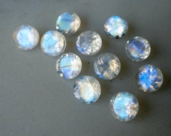 Moonstone Rainbow Faceted Cabochon Round 3mm (5pc)