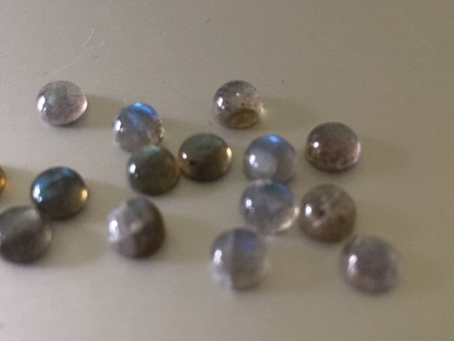 Labradorite Rainbow/Gray Cabochon Round 4mm (5pc)