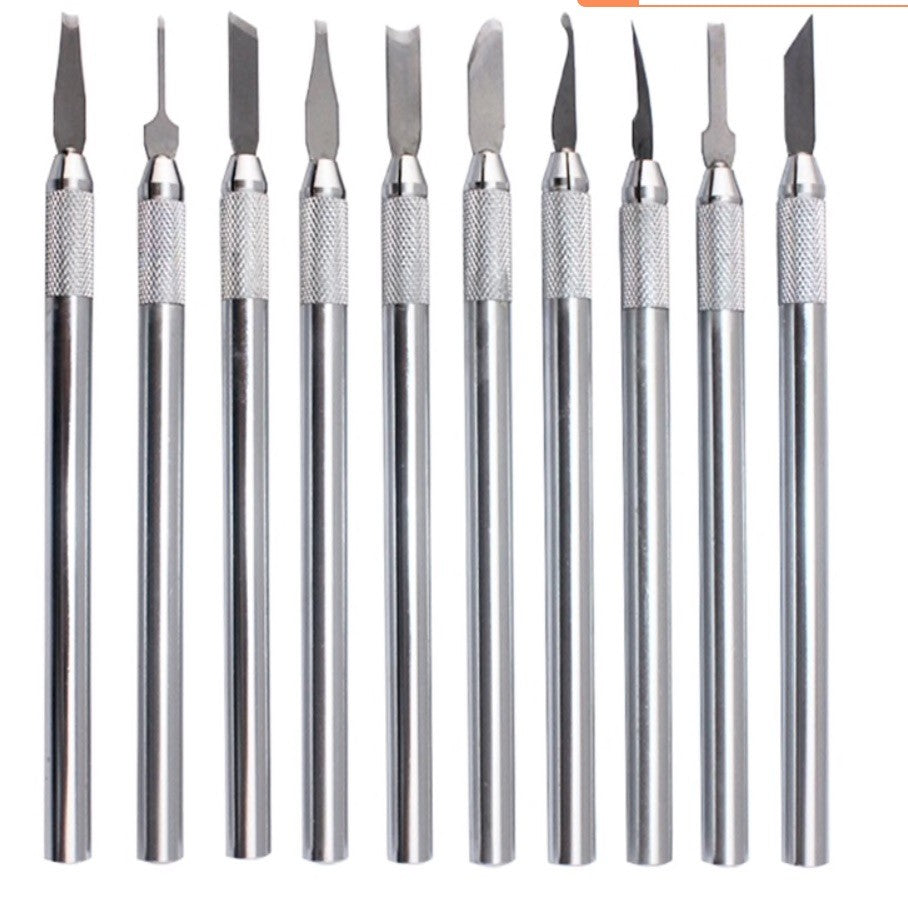 Knife carving set of 10 Wax/Metal Clay Carvers