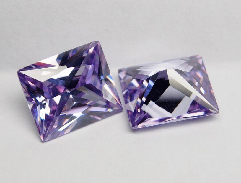 Cubic Zirconia Faceted Purple Lavender Rectangle 6x4mm (5pc)