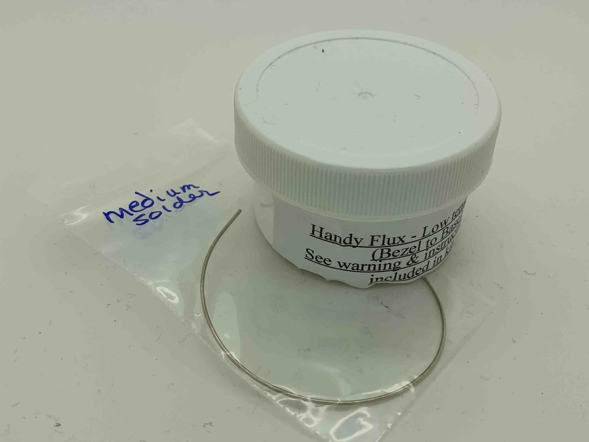 Medium Solder Handi Flux &amp; Solder Wire Kit, solder your bezel to backplate or fired metal clay