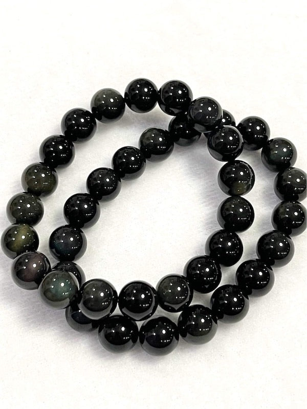 Bracelet, Rainbow Obsidian and 10 mm beads