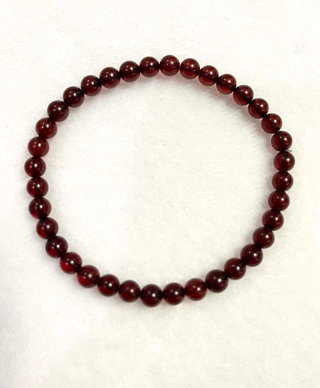 Bracelet, Amber round beads 5mm beads in cognac colour, 36 beads