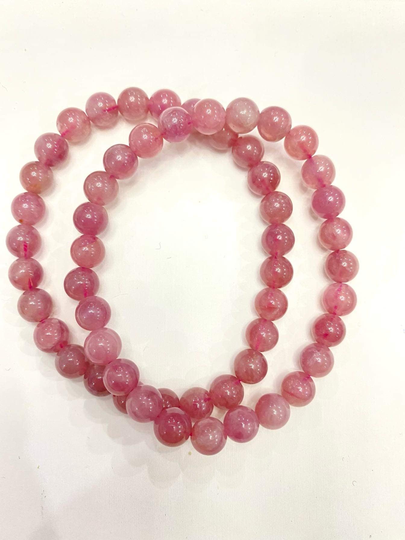 Bracelet, Pink Strawberry quartz, 7.5 mm beads