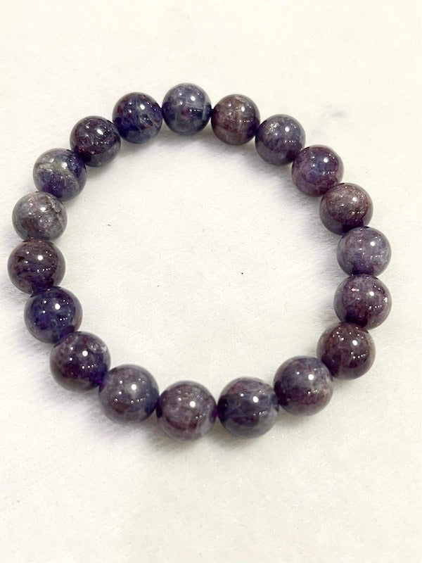 Bracelet Iolite, Cordierite Blue Purple Round, 10 mm beads