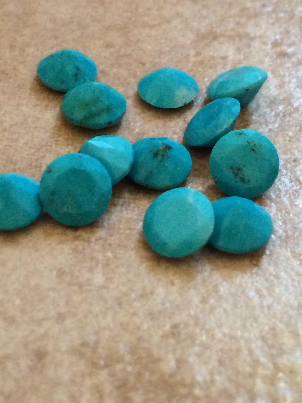 Turquoise (Natural) Faceted Cabochon Round 5mm (5pc)
