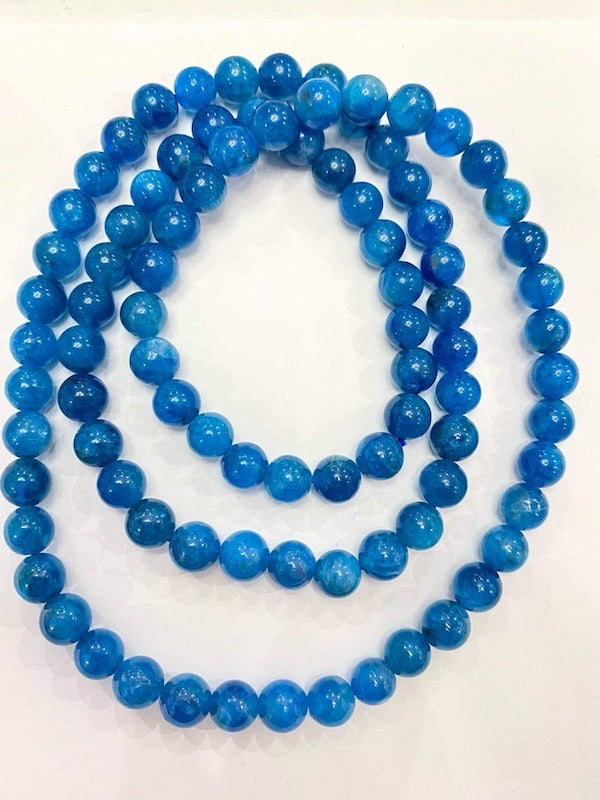 Bracelet, 3 laps, Apatite Blue, A++ quality, 6.5 mm beads