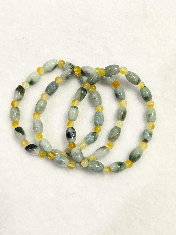 Bracelet, Flower Jade with citrine spacer beads