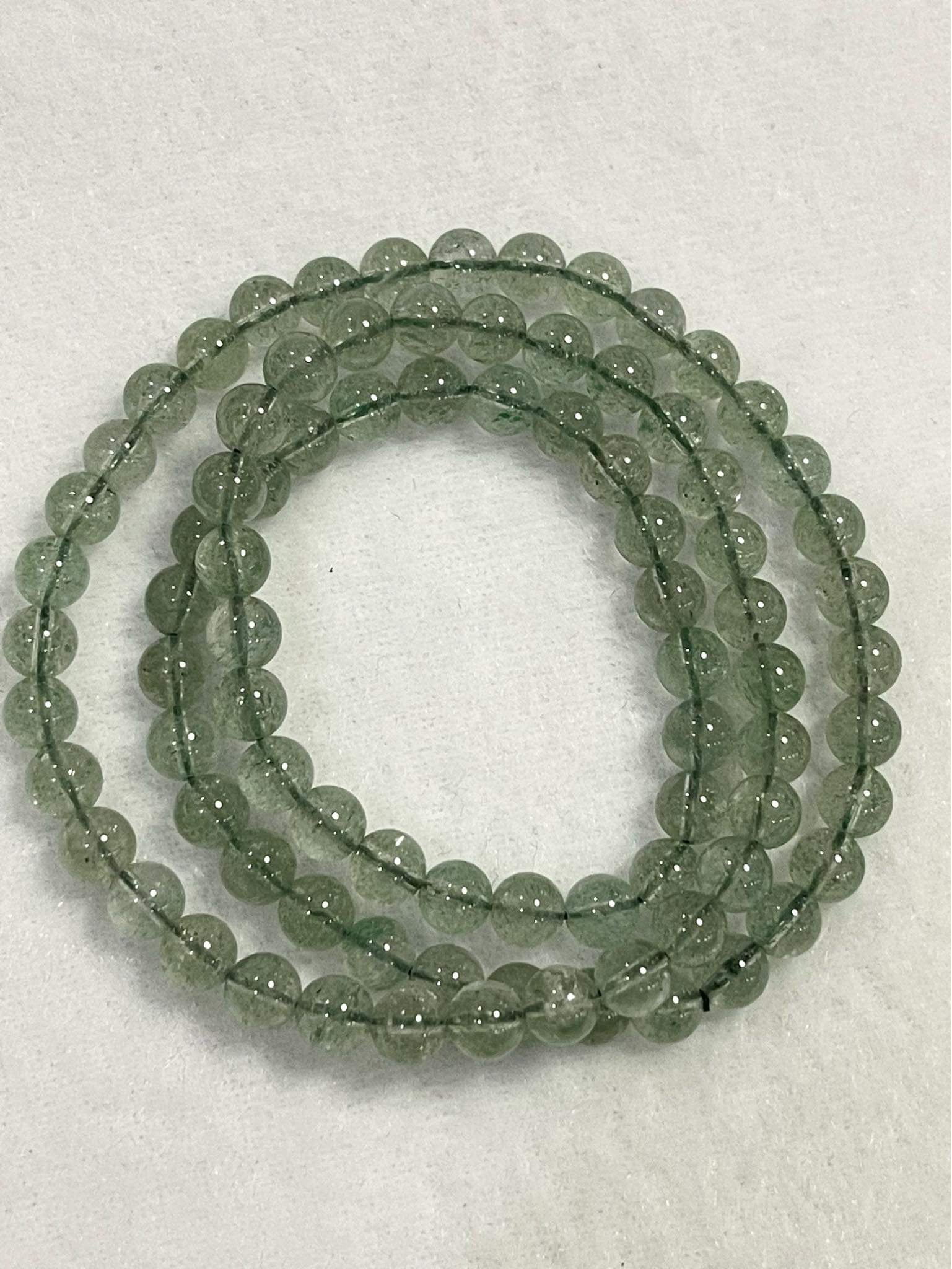 Bracelet or Necklace, Strawberry green quartz, approx. 7mm, 80 plus beads