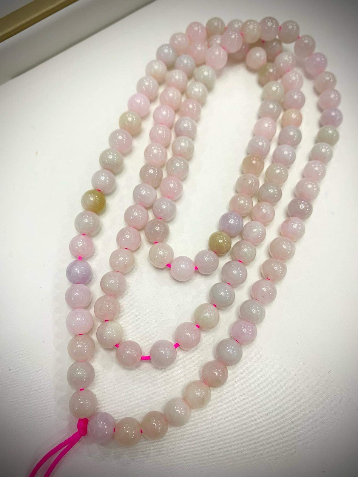 Necklace, premium Pink Jade beads, 6mm beads, 108 count