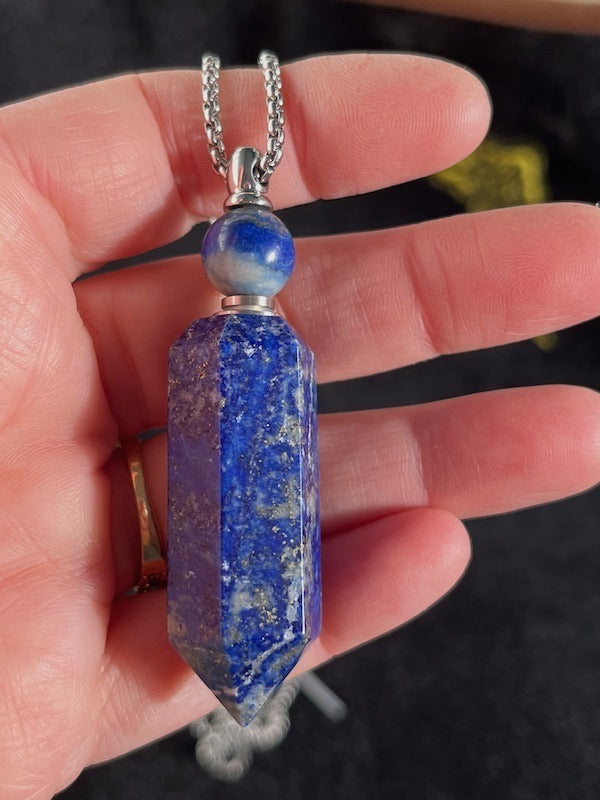 Perfume Bottle Necklaces, Various gemstone, with chain and dropper