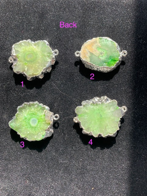 Solar Quartz Green Jewelry Component, enhanced colours set in sterling.