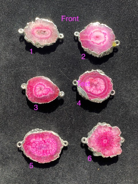 Solar Quartz Pink Jewelry Component, enhanced colours set in sterling.