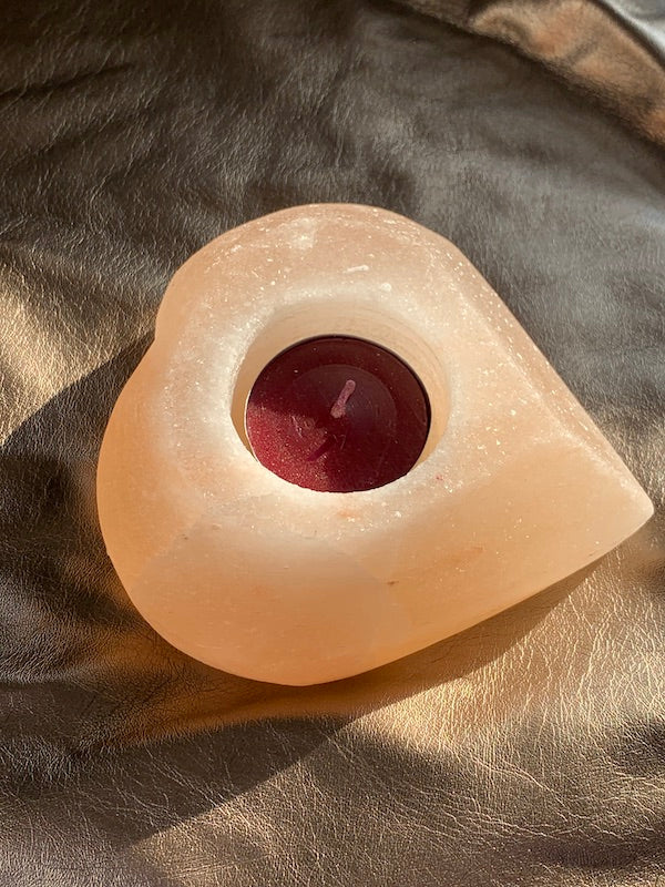 Himalayan Salt Lamp tealight holder, heart shaped